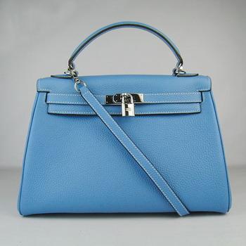 HKL32OLBS007 Hermes Kelly Borse 32CM Blue Light (argento)